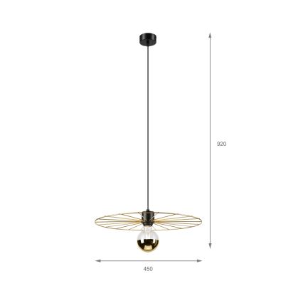 Luster na sajli MONTANA 1xE27/15W/230V pr. 45 cm zlatna/crna