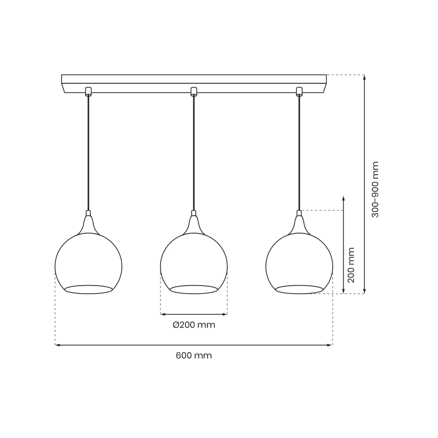 Luster na sajli MONTE 3xE27/60W/230V pr. 20 cm mat krom