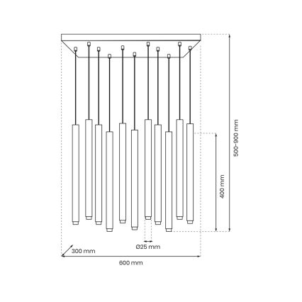 Luster na sajli MONZA 11xG9/8W/230V crna