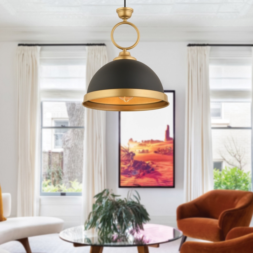 Luster na sajli MONZA 1xE27/40W/230V promjer 30 cm crna/brončana