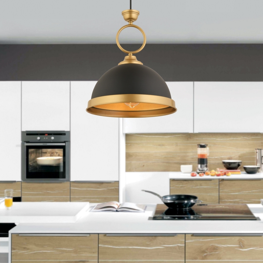 Luster na sajli MONZA 1xE27/40W/230V promjer 30 cm crna/brončana