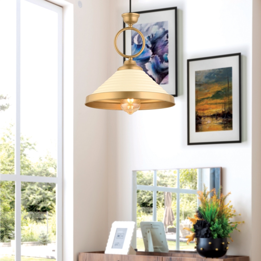 Luster na sajli MONZA 1xE27/40W/230V, promjer 30 cm, krem/brončana