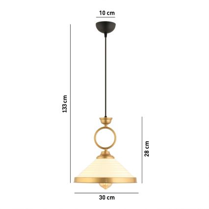 Luster na sajli MONZA 1xE27/40W/230V, promjer 30 cm, krem/brončana
