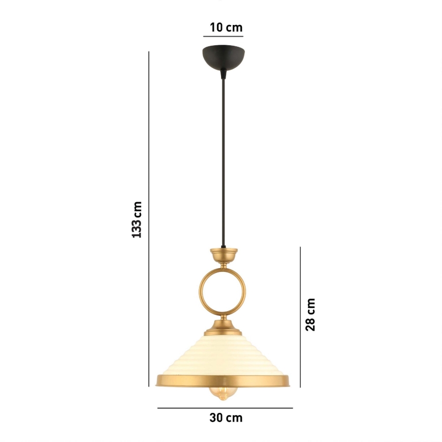 Luster na sajli MONZA 1xE27/40W/230V, promjer 30 cm, krem/brončana