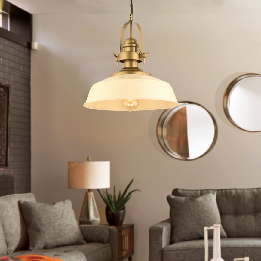 Luster na sajli MONZA 1xE27/40W/230V Ø 35 cm krem/brončana
