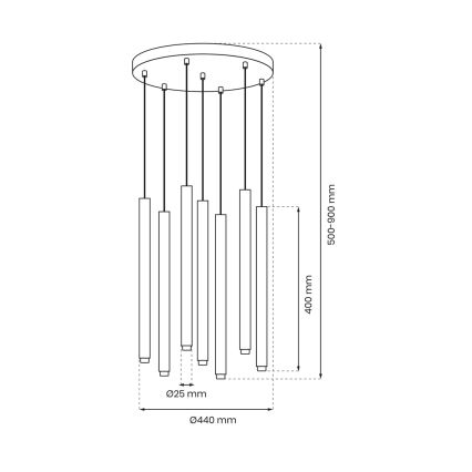 Luster na sajli MONZA 7xG9/8W/230V crna/zlatna