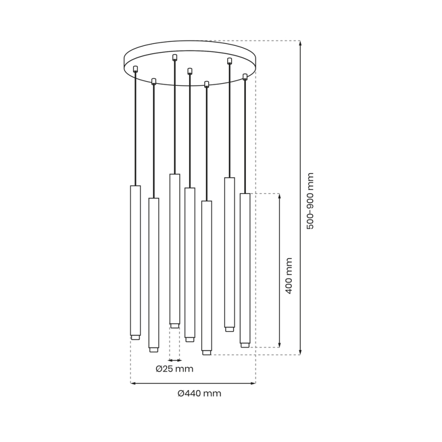 Luster na sajli MONZA 7xG9/8W/230V crna/zlatna