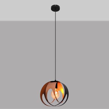 Luster na sajli MOONLIGHT 1xE27/15W/230V crna/bakrena