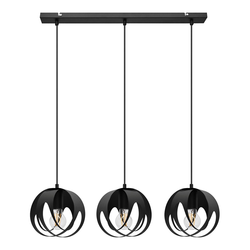 Luster na sajli MOONLIGHT 3xE27/15W/230V crna