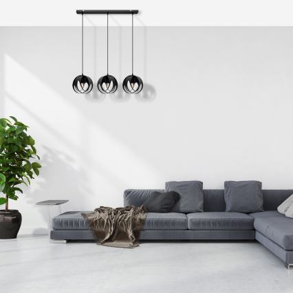Luster na sajli MOONLIGHT 3xE27/15W/230V crna