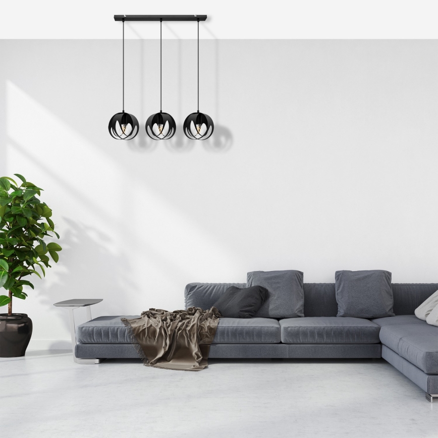 Luster na sajli MOONLIGHT 3xE27/15W/230V crna