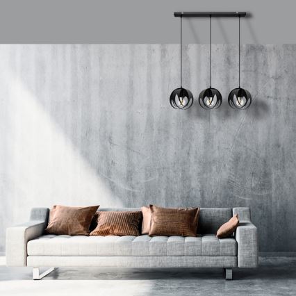 Luster na sajli MOONLIGHT 3xE27/15W/230V crna