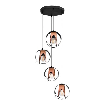 Luster na sajli MOONLIGHT 4xE27/15W/230V crna/bakrena