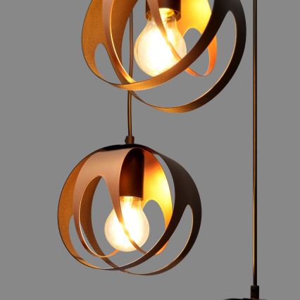 Luster na sajli MOONLIGHT 4xE27/15W/230V crna/bakrena