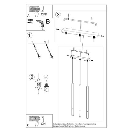 Luster na sajli MOSAIC 3xG9/12W/230V crna/bakar