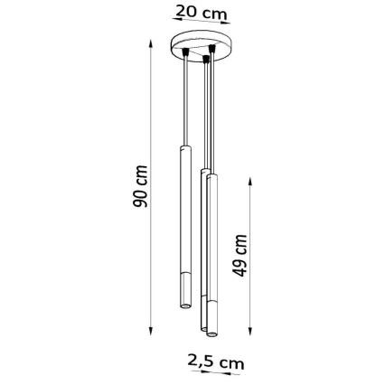 Luster na sajli MOSAIC 3xG9/12W/230V crna/bakar