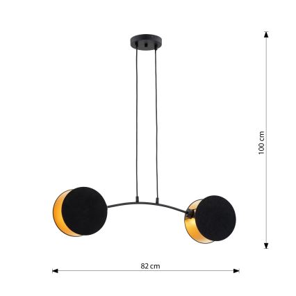 Luster na sajli MOTIF 2xE27/15W/230V crna