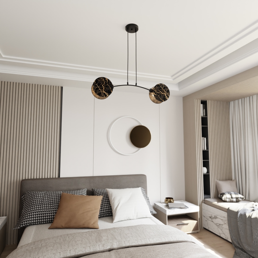 Luster na sajli MOTIF 2xE27/15W/230V crna/zlatna