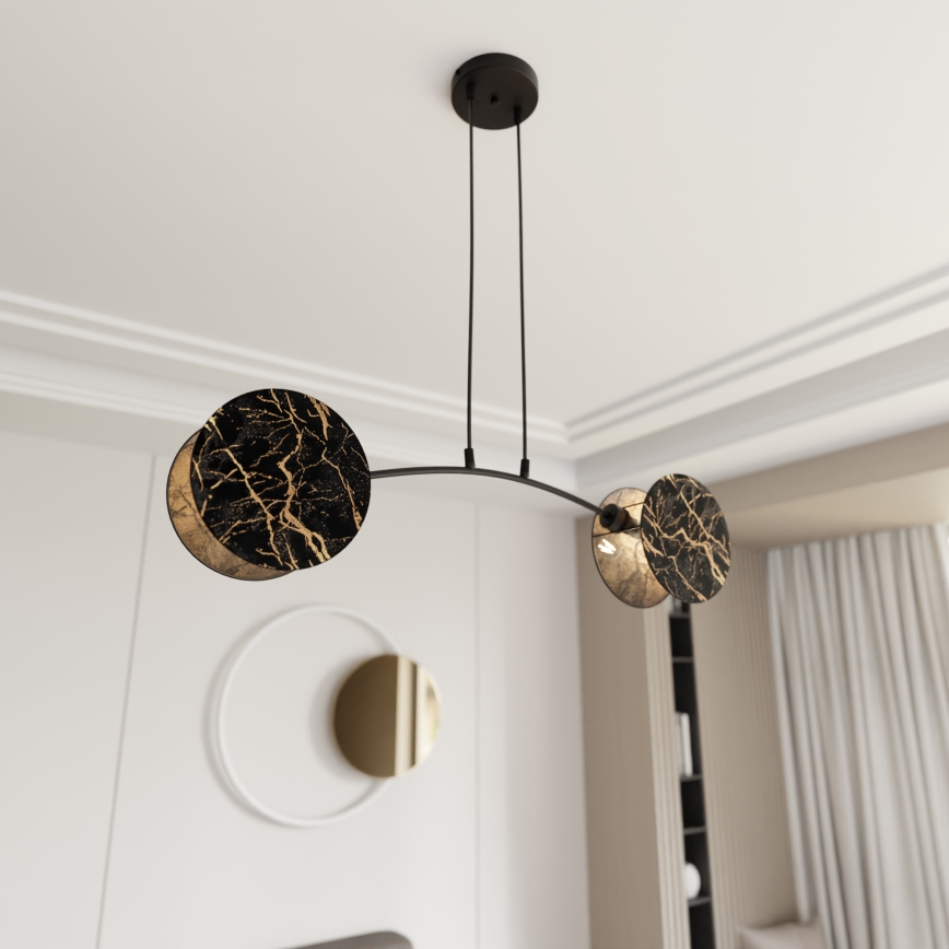 Luster na sajli MOTIF 2xE27/15W/230V crna/zlatna