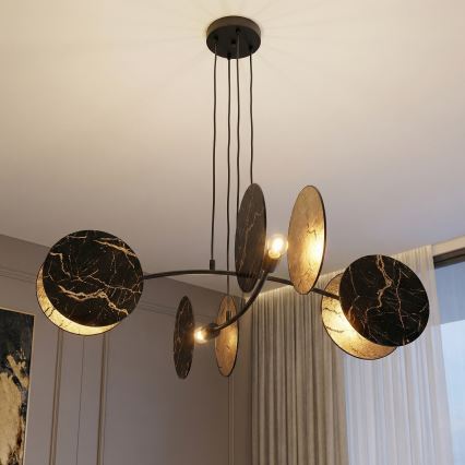 Luster na sajli MOTIF 4xE27/15W/230V crna/zlatna