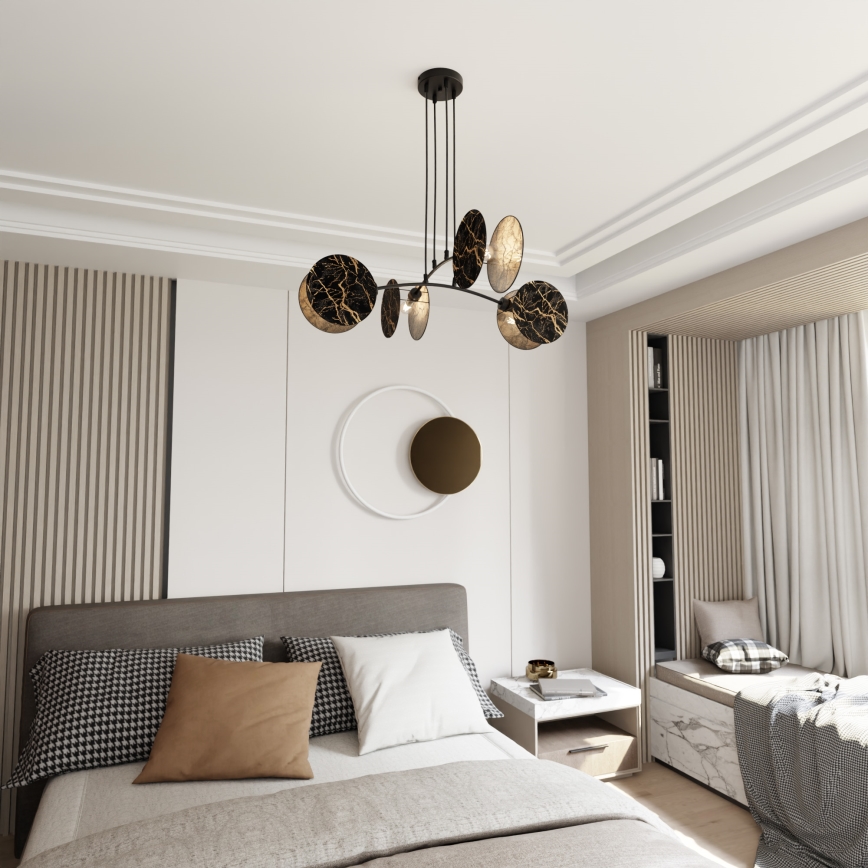 Luster na sajli MOTIF 4xE27/15W/230V crna/zlatna