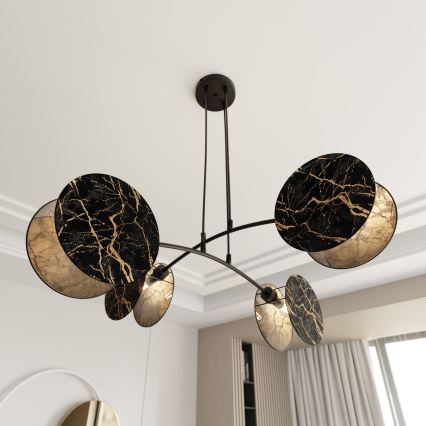 Luster na sajli MOTIF 4xE27/15W/230V crna/zlatna