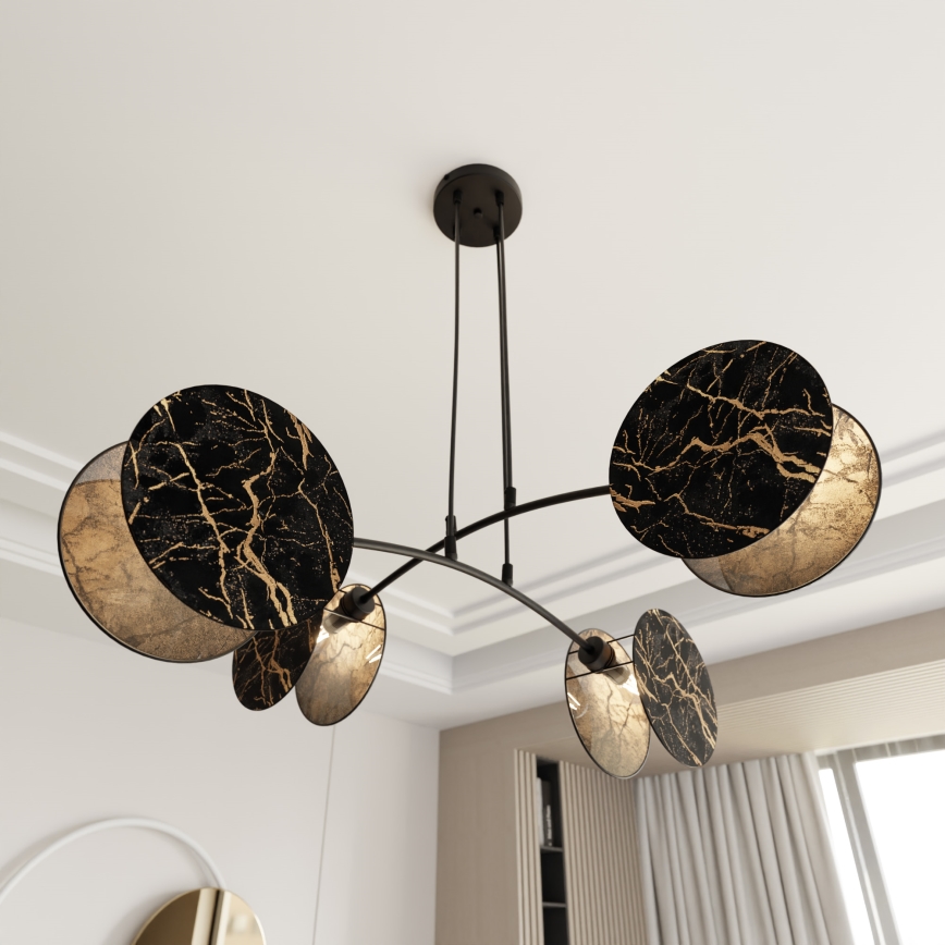 Luster na sajli MOTIF 4xE27/15W/230V crna/zlatna