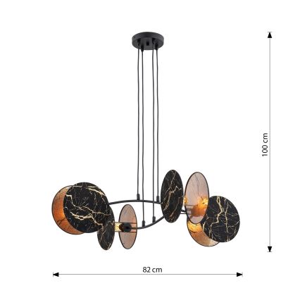 Luster na sajli MOTIF 4xE27/15W/230V crna/zlatna