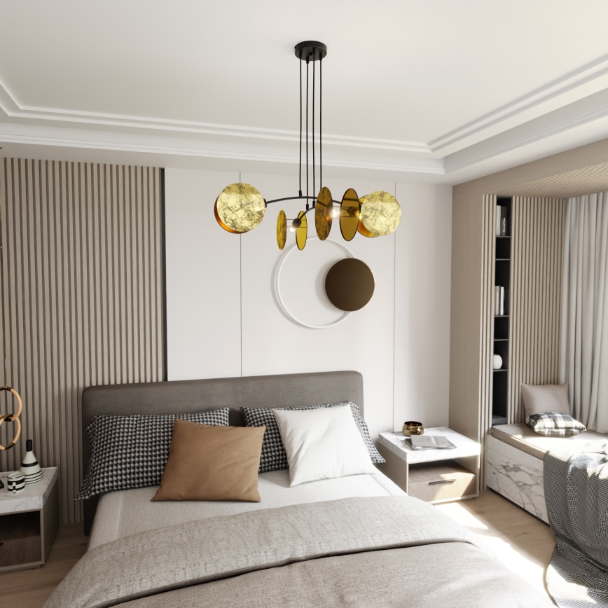Luster na sajli MOTIF 4xE27/15W/230V zlatna