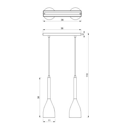 Luster na sajli MUZA 2xE27/60W/230V