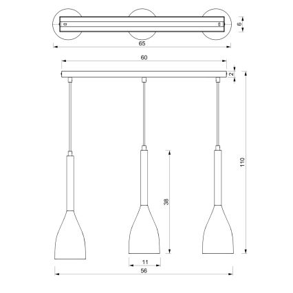 Luster na sajli MUZA 3xE27/60W/230V