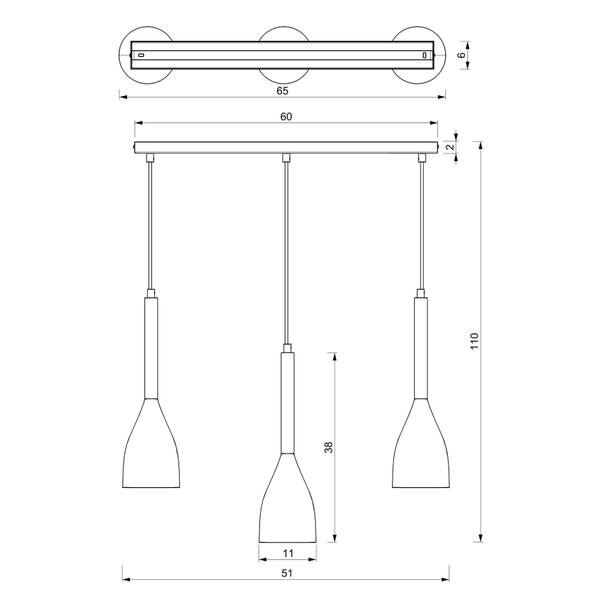 Luster na sajli MUZA NEW 3xE27/60W/230V bijela