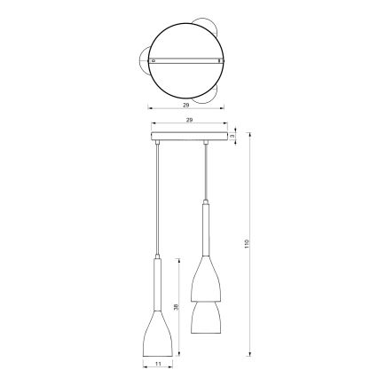 Luster na sajli MUZA NEW 3xE27/60W/230V bukva/bijela