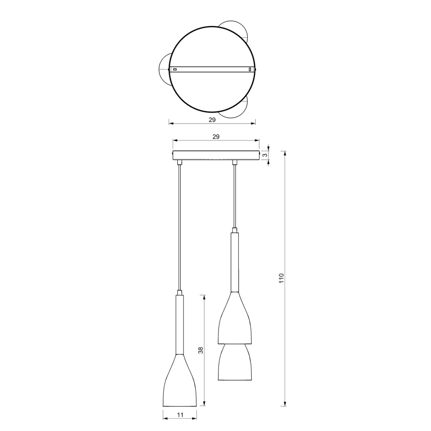 Luster na sajli MUZA NEW 3xE27/60W/230V bukva/bijela