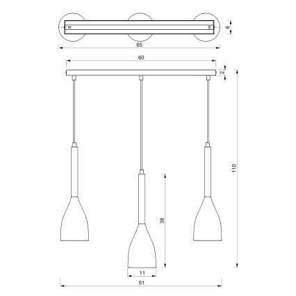 Luster na sajli MUZA NEW 3xE27/60W/230V crna