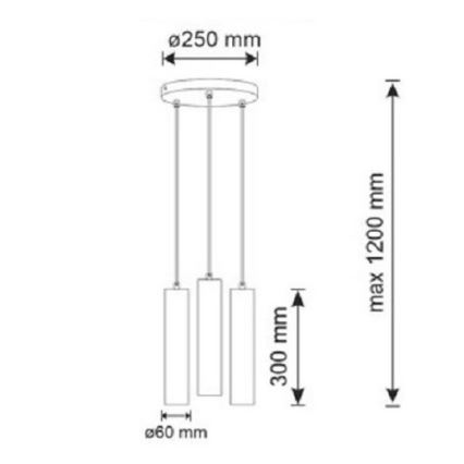 Luster na sajli NAPOLI 3xGU10/8W/230V