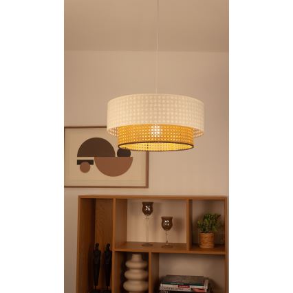 Luster na sajli NATIA 1xE27/60W/230V, promjer 45 cm, bijela/smeđa