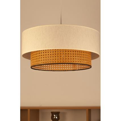 Luster na sajli NATIA 1xE27/60W/230V, promjer 45 cm, bijela/smeđa