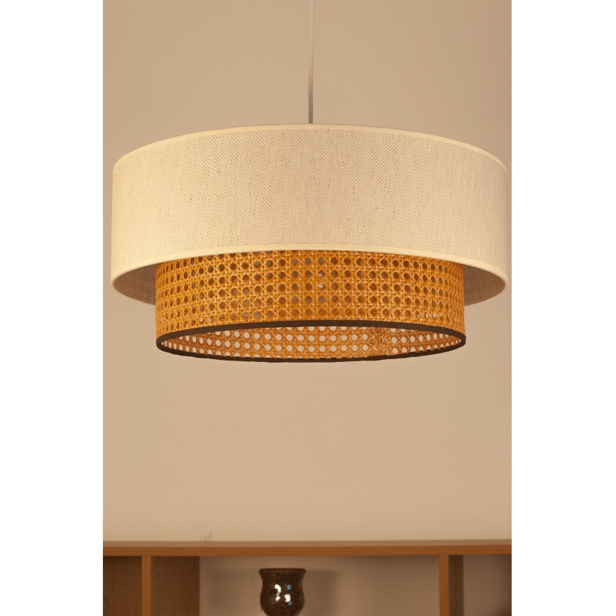 Luster na sajli NATIA 1xE27/60W/230V, promjer 45 cm, bijela/smeđa