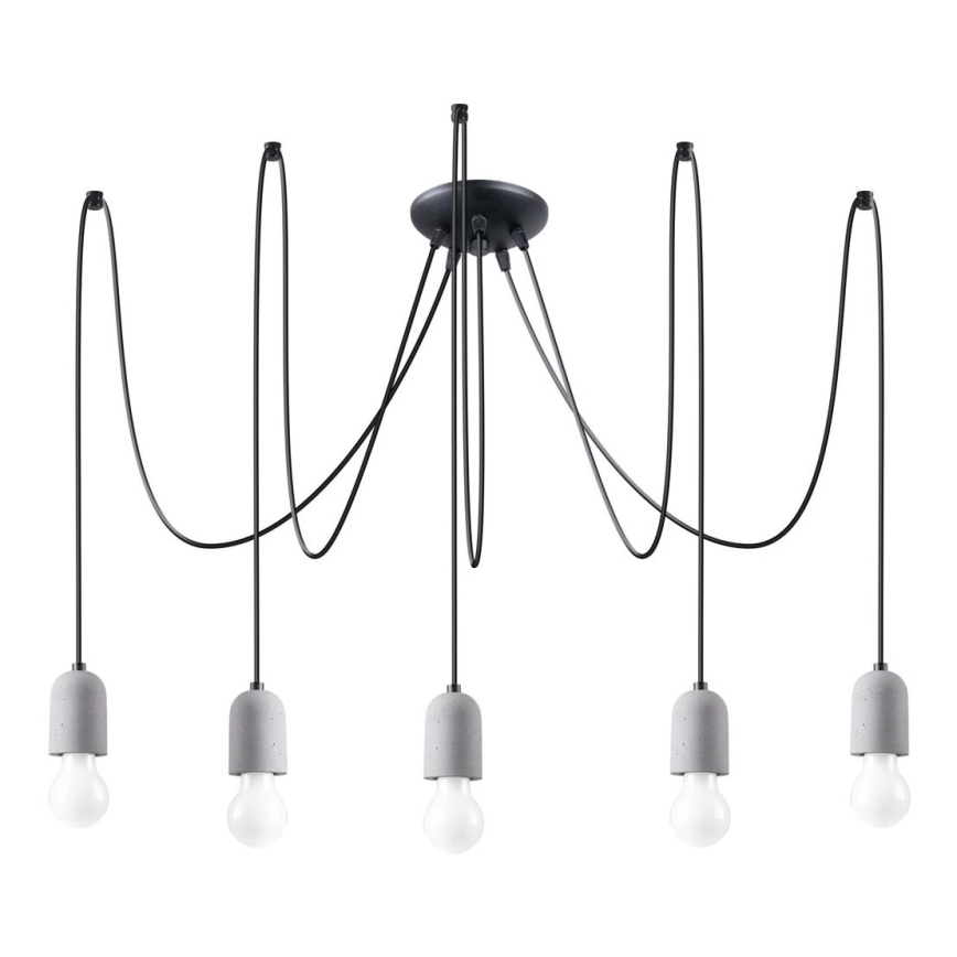 Luster na sajli NESO 5xE27/15W/230V pauk beton