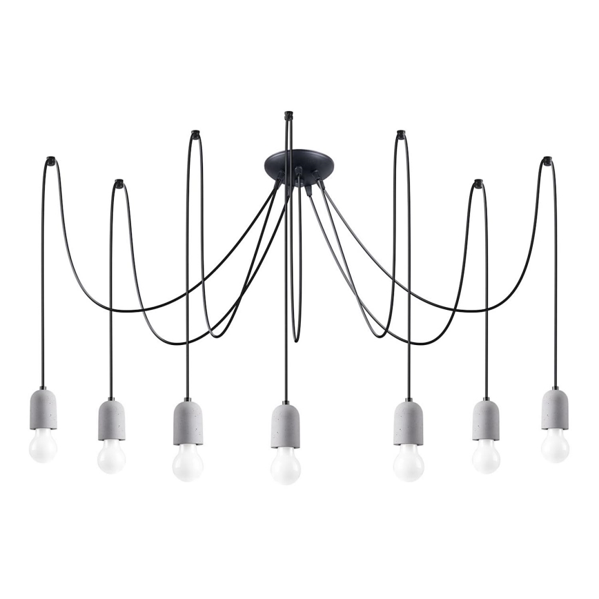Luster na sajli NESO 7xE27/15W/230V pauk beton