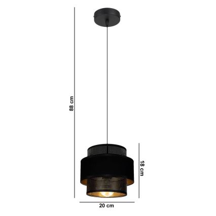 Luster na sajli NESS 1xE27/60W/230V crna