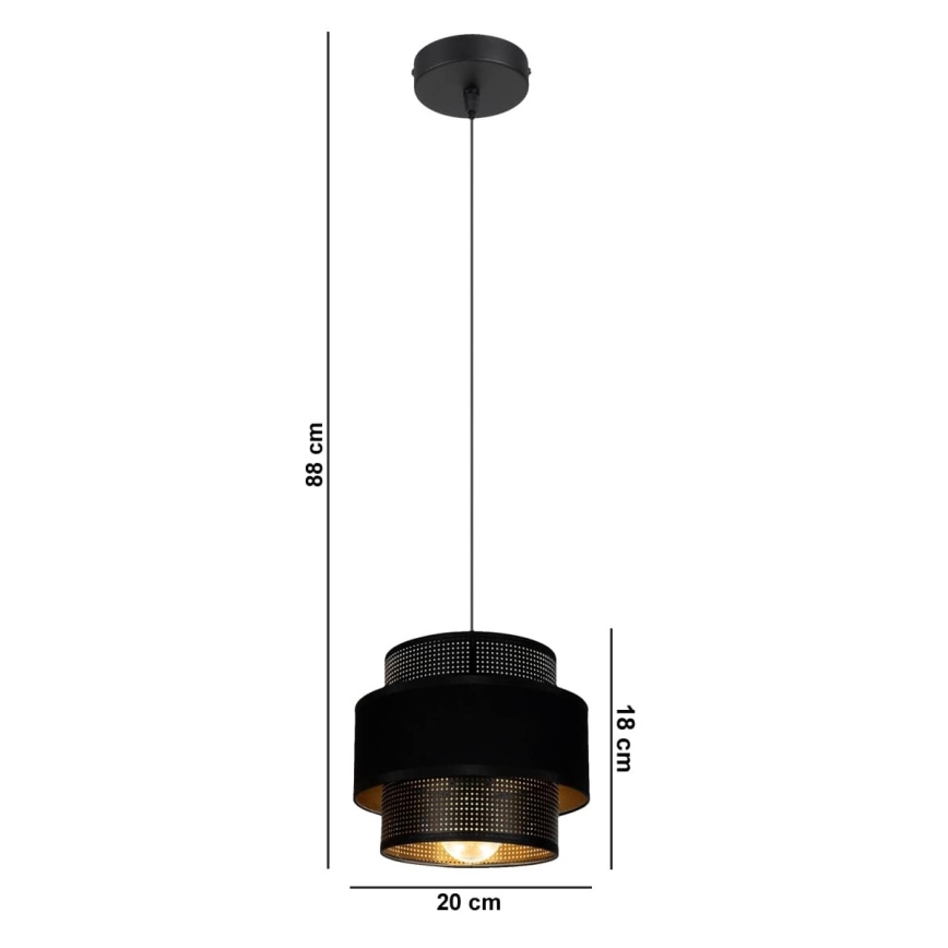 Luster na sajli NESS 1xE27/60W/230V crna