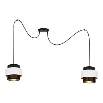 Luster na sajli NESS 2xE27/60W/230V pauk crna/bijela