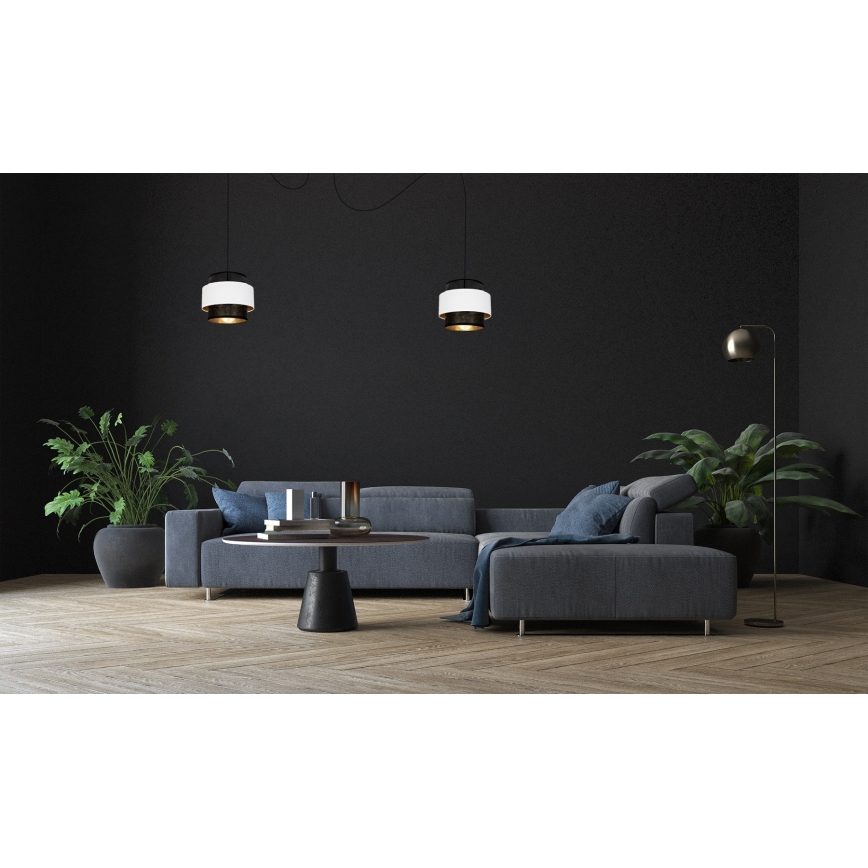 Luster na sajli NESS 2xE27/60W/230V pauk crna/bijela