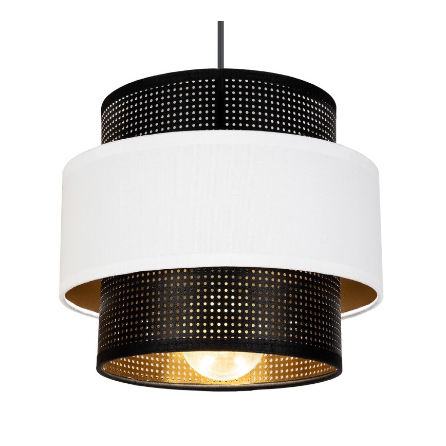 Luster na sajli NESS 2xE27/60W/230V pauk crna/bijela