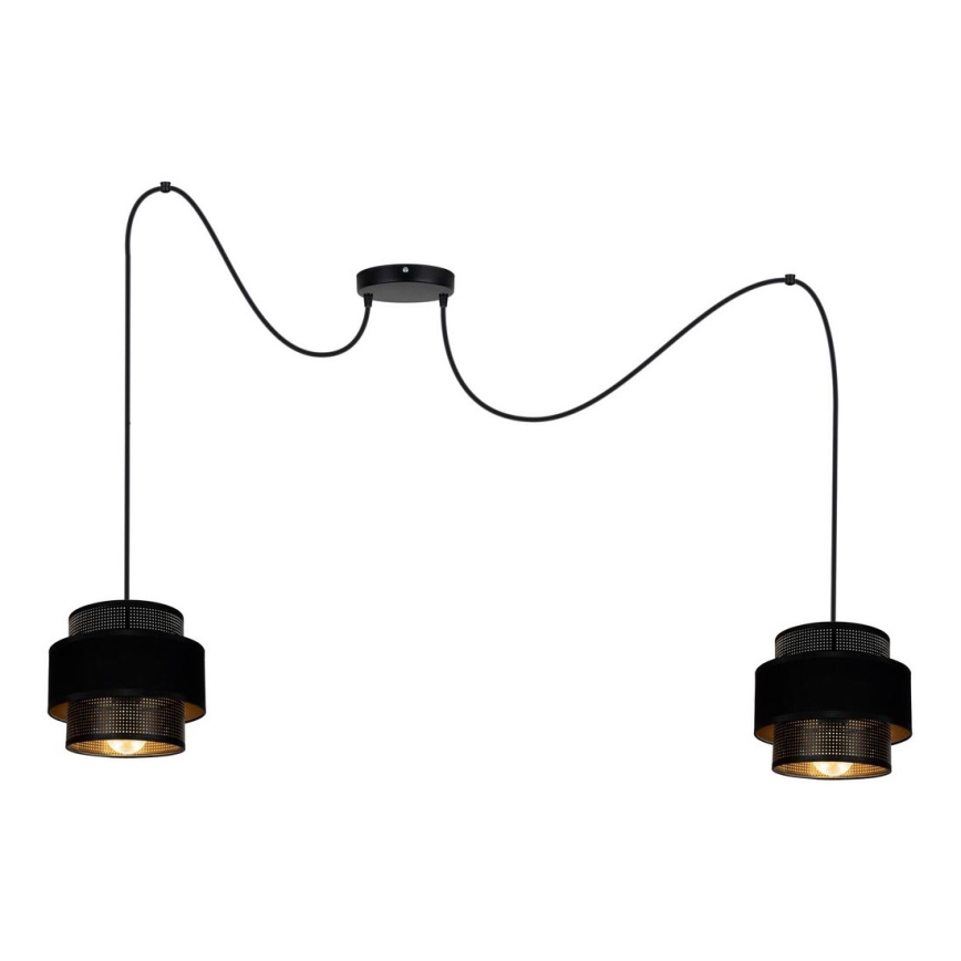 Luster na sajli NESS 2xE27/60W/230V pauk crna