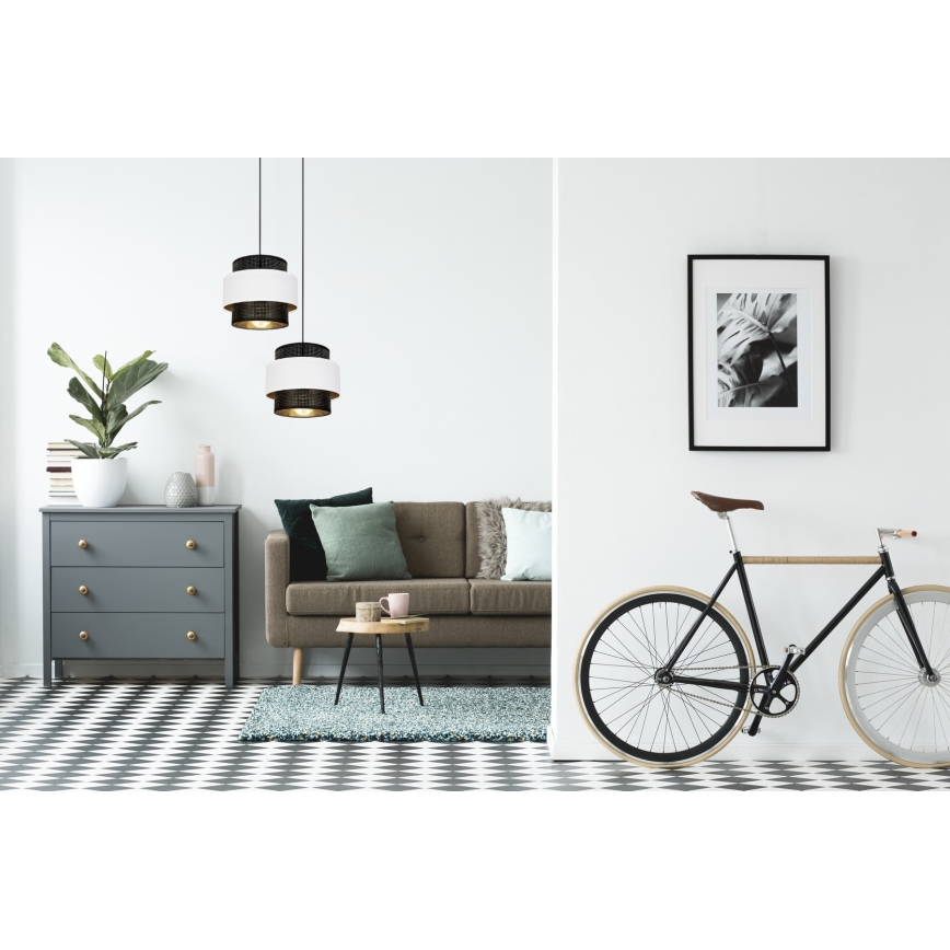 Luster na sajli NESS 2xE27/60W/230V pr. 30 cm crna/bijela