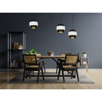 Luster na sajli NESS 3xE27/60W/230V pauk crna/bijela