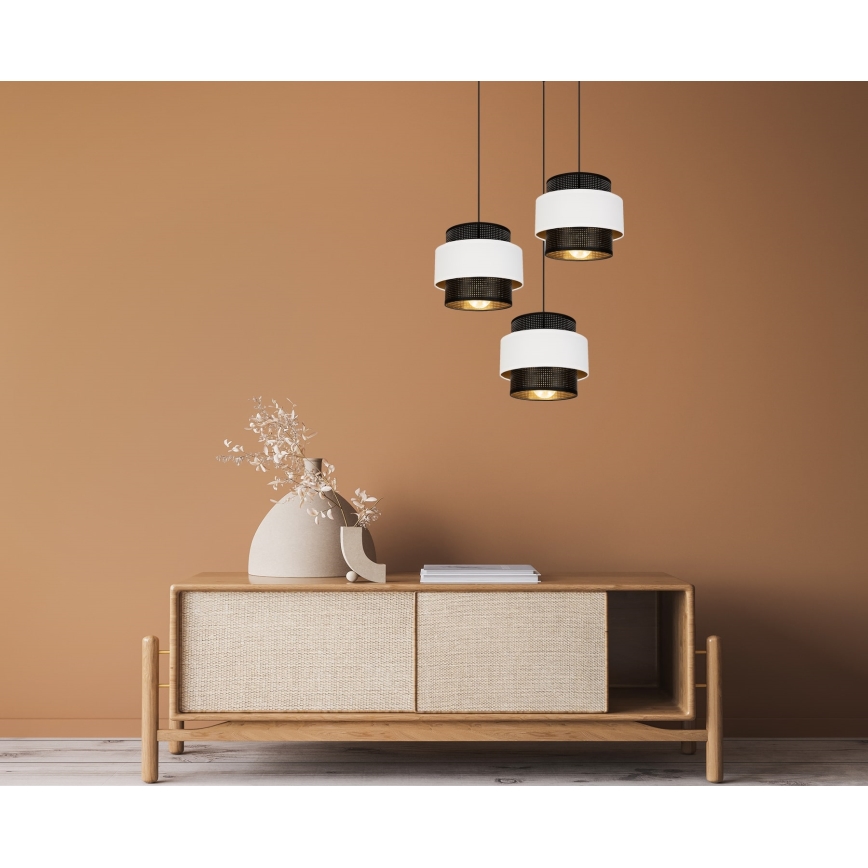 Luster na sajli NESS 3xE27/60W/230V pr. 45 cm crna/bijela